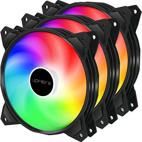 upHere 4-Pin PWM 120mm Colorido-Rainbow LED Ventilador para Caja de Ordenador, Silencioso -Paquete de 3(PF120CF4-3)