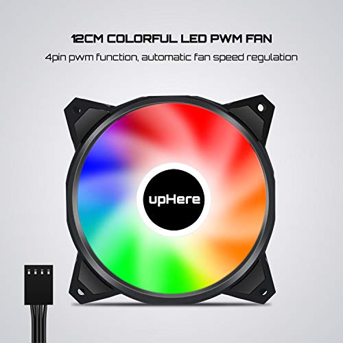 upHere 4-Pin PWM 120mm Colorido-Rainbow LED Ventilador para Caja de Ordenador, Silencioso -Paquete de 3(PF120CF4-3)