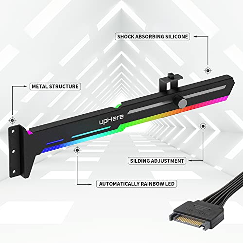 upHere GPU - Tarjeta gráfica de Soporte Rainbow LED para Tarjetas gráficas de vídeo para Soportes de Esfera/Funda para Marco, Tarjetas Individuales o Dobles, G276CF