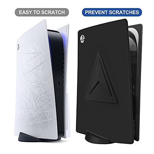 Vakdon Funda Protectora de Silicona [Bandera Reservada] para PS5 Console, Antiarañazos Funda para Sony Playstation 5 Console, Antichoques Antipolvo Protector Cover para PS5 Disc Versión (Negro)
