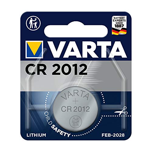 Varta Pila de botón de litio de 3V CR2012, pilas de botón en un blíster original de 1 unidad, plata