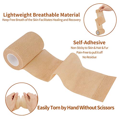 Vendas Autoadhesivas 12 Rollos de 7,5 cm x 4,5 m Venda Elastica Adhesiva (Beige)