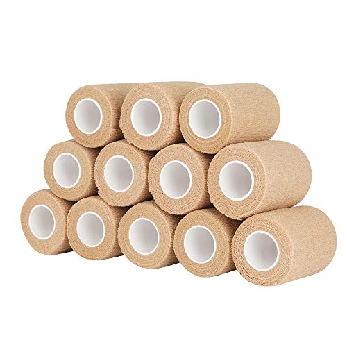 Vendas Autoadhesivas 12 Rollos de 7,5 cm x 4,5 m Venda Elastica Adhesiva (Beige)