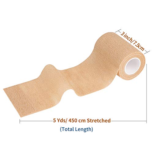 Vendas Autoadhesivas 12 Rollos de 7,5 cm x 4,5 m Venda Elastica Adhesiva (Beige)