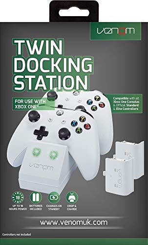 Venom - Twin Docking Station & Battery Packs Con Cubiertas, Color Blanco (Xbox One)