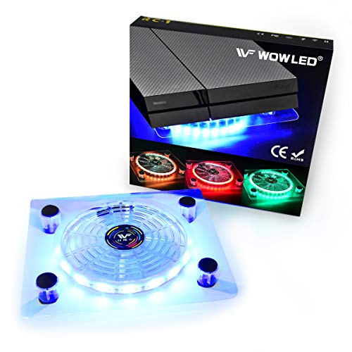 Ventilador Wowled con LED RGB, por USB, soporte refrigerador para PS4, Playstation 4, accesorio con minicontrolador para consola o portátil