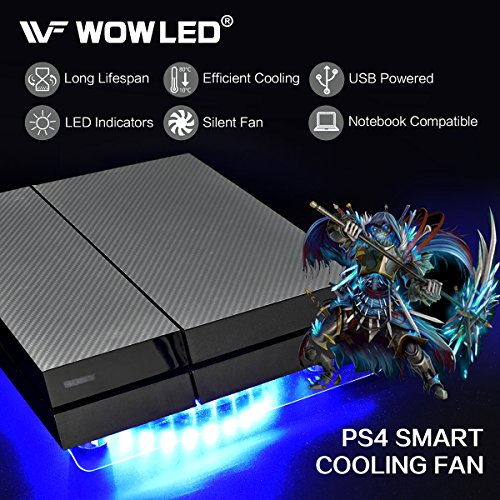 Ventilador Wowled con LED RGB, por USB, soporte refrigerador para PS4, Playstation 4, accesorio con minicontrolador para consola o portátil