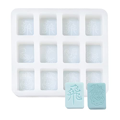 VERBENA LINN Creative Mahjong Moldes de fundición de Resina epoxi Moldes de Material de Silicona con Forma para proyectos de Manualidades DIY Chocolate Fondants Candy