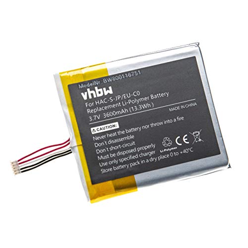 vhbw litio polímero batería 3600mAh (3.7V) para consola Nintendo Switch, HAC-001, HAC-S-JP/EU-C0