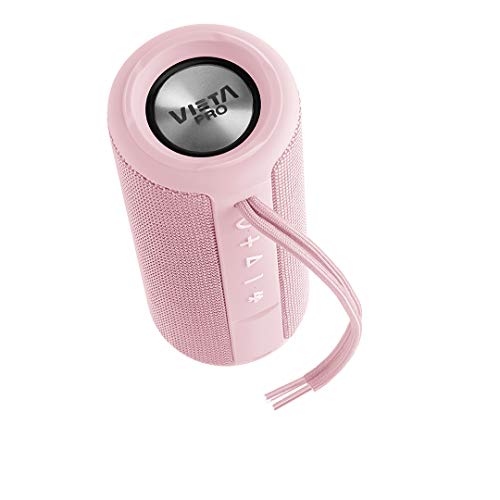 Vieta Pro Goody - Altavoz inalámbrico (True Wireless Bluetooth, Radio FM, Reproductor USB, auxiliar, micrófono integrado, resistencia al agua IPX6, batería de 12 horas) rosa