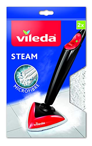Vileda - Recambio de microfibras para mopa Vileda Steam, compatible con Steam 100 ºC, gran poder de desinfección sin químicos, 2 unidades, color blanco