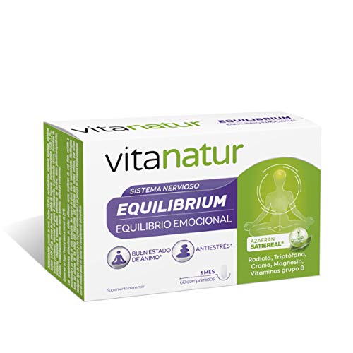 Vinatur - Equilibrium, Complemento Alimenticio con ingredientes específicos para ayudar al Equilibrio Emocional con Azafrán, rodiola, triptófano, Vitaminas y Magnesio - comprimidos