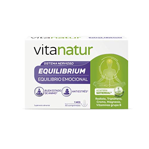 Vinatur - Equilibrium, Complemento Alimenticio con ingredientes específicos para ayudar al Equilibrio Emocional con Azafrán, rodiola, triptófano, Vitaminas y Magnesio - comprimidos