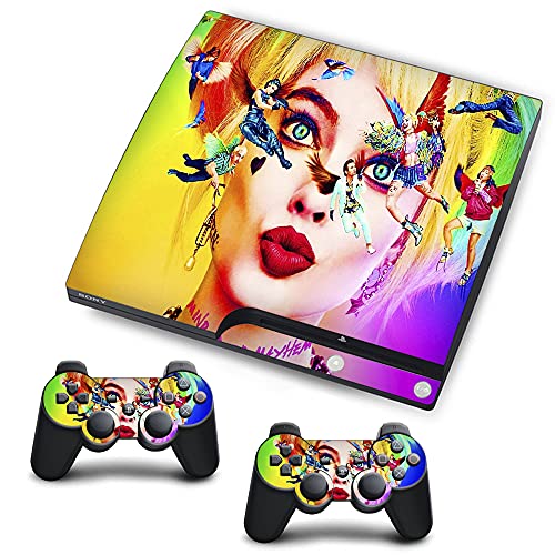 VINILOL Vinilo hecho para PlayStation 3 Slim diseño Harley Quinn pegatina cubierta Harley Quinn skin para consola y 2 mandos