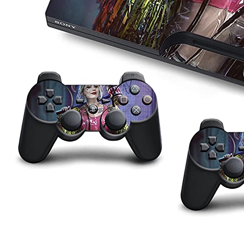 VINILOL Vinilo hecho para PlayStation 3 Slim diseño Harley Quinn v2 pegatina cubierta Harley Quinn v2 skin para consola y 2 mandos