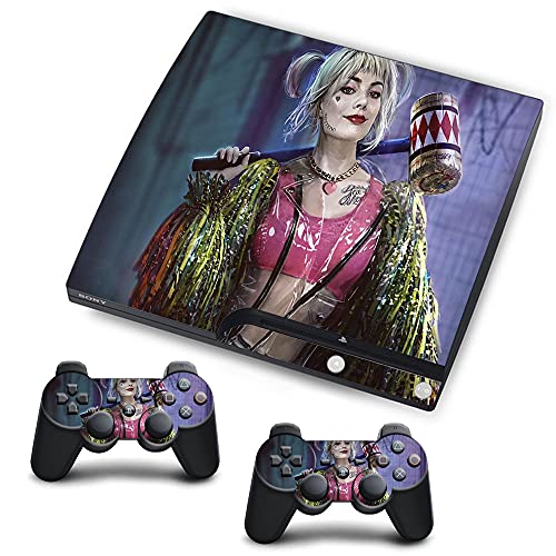 VINILOL Vinilo hecho para PlayStation 3 Slim diseño Harley Quinn v2 pegatina cubierta Harley Quinn v2 skin para consola y 2 mandos