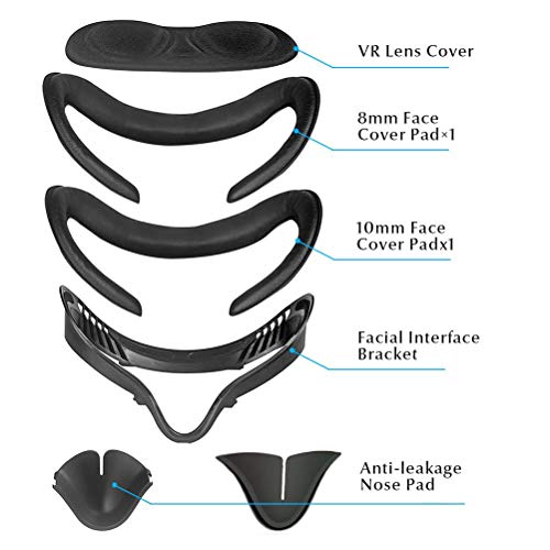 Vintagen Soporte de Interfaz Facial VR Soporte de Interfaz Suave de ventilación Facial y Almohadilla de Repuesto de Espuma de Cuero en U Accesorios compatibles con Oculus Quest 2