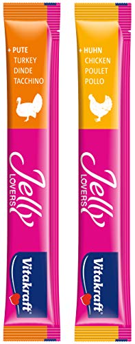 Vitakraft - Jelly Lovers, Snacks de Gelatina para Gatos, Variedad Pollo y Pavo - 6 Unidades x 15 g