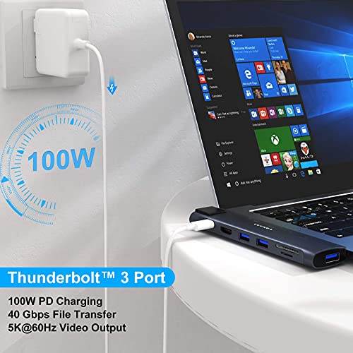 VKUSRA Hub USB C 8 en 2, USB C Hub para MacBook Pro/Air a Thunderbolt 3, Gigabit Ethernet, 4K HDMI, USB 3.0, Lector de Tarjetas TF/SD, Hub Tipo c para macbook Pro Macbook Pro M1, MacBook Pro/Air