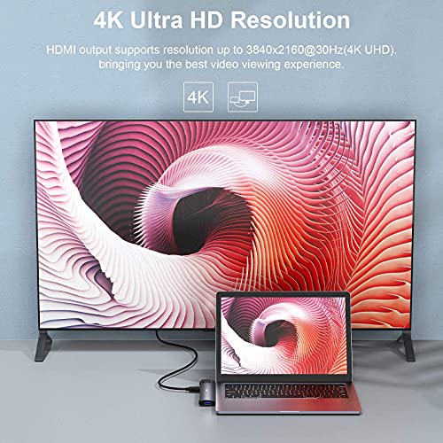 VKUSRA Hub USB C 8 en 2, USB C Hub para MacBook Pro/Air a Thunderbolt 3, Gigabit Ethernet, 4K HDMI, USB 3.0, Lector de Tarjetas TF/SD, Hub Tipo c para macbook Pro Macbook Pro M1, MacBook Pro/Air
