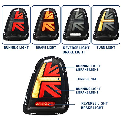 VLAND Luces traseras compatibles con Mini Cooper R56 R57 R58 R59 2007-2013 luz trasera, par (lado del conductor y del pasajero)