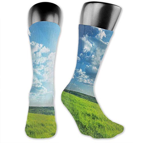 vnsukdlfg Compression Medium Calf Socks,Refreshing Meadow Valley Under Cloud Sun Sky Spring Grass Country Image