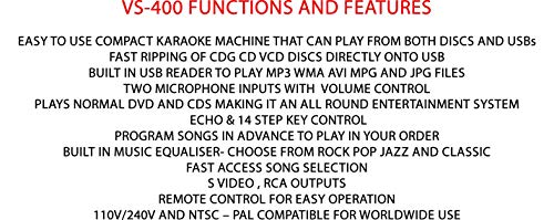 Vocal-Star VS-400 CDG DVD Karaoke Machine With 2 Pin EU Plug With 2 Microphones & Songs (english manual)