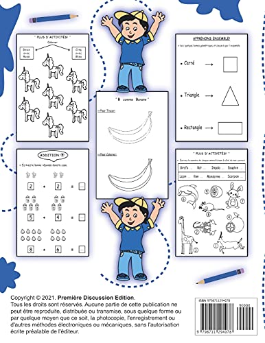 Voici Mon Cahier Pour Apprendre: à Tracer les Alphabets, Chiffres, Formes, Mathématiques, et plus! un Cahier D'écriture Cursive Maternelles et CP, ... D'activités et Coloriage PS et GS.