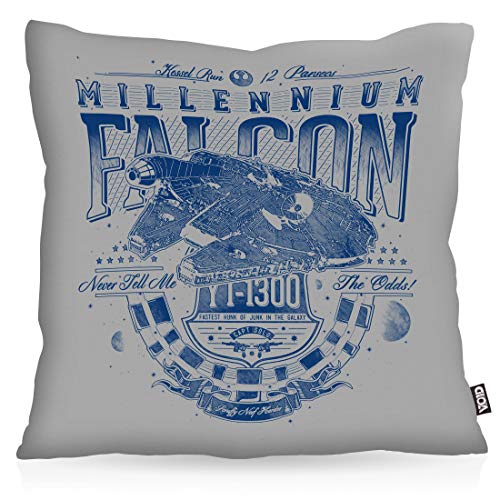 VOID Corredor de Kessel 12 Parsecs Funda de Almohada cojín poliéster Impermeable Exterior Indoor halcón milenario, Kissen Größe:60 x 60 cm, Kissen Farbe:Gris
