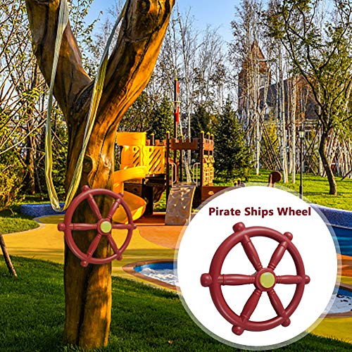 Volante de patio de recreo, volante swingset, rueda de barco pirata náutico barco de playa volante para Jungle Gym Accesorios de patio al aire libre (rojo)