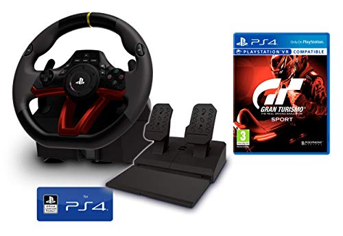 Volante y Pedales PS4 Inalámbrico [Nuevo Modelo] Licencia Oficial Sony Playstation 4 + Gran Turismo PS4 GT Sport