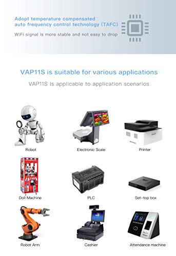 Vonets VAP11S 2.4G Mini Industrial WiFi Puente Repetidor Inalámbrico Wifi Router Hotspot RJ45 Adaptador con dos antenas externas para PLC AVG Robot y dispositivo de red