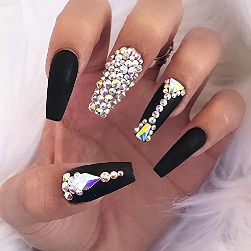 VOSOVO Joya de cristal con diamantes de imitación – arte de uñas o gemas faciales, decoración de uñas sin Hotfix Flatback Nail Diamonds-600+4700 blanco