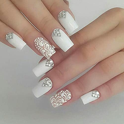 VOSOVO Joya de cristal con diamantes de imitación – arte de uñas o gemas faciales, decoración de uñas sin Hotfix Flatback Nail Diamonds-600+4700 blanco