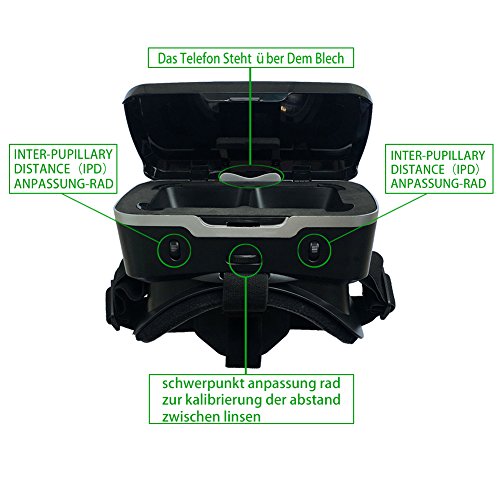 VR Gafas de Realidad Virtual, Gafas vr Con Control Remoto , para Juegos Visión Panorámico Immersivo para iPh X/7/ 7plus /6s 6/plus, Galaxy s8/ s7 con pantalla de 4,7 a 6,0 pulgadas (GL04)