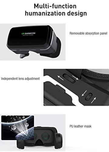 VR Gafas de Realidad Virtual, Gafas vr Con Control Remoto , para Juegos Visión Panorámico Immersivo para iPh X/7/ 7plus /6s 6/plus, Galaxy s8/ s7 con pantalla de 4,7 a 6,0 pulgadas (GL04)