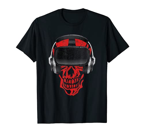 VR Gamer Headset Video Game Skull- Realidad Virtual Halloween Camiseta