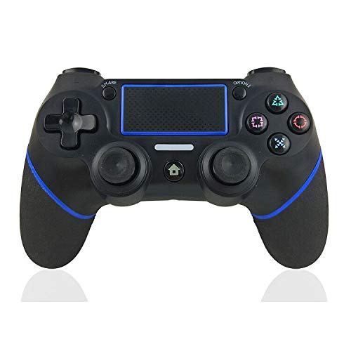 VR SHINECON Mandos psfour ,Mando Inalámbrico para P4/Pro/Slim/ PC Gamepad Wireless Bluetooth Controlador Joystick con Vibración Doble Remoto Compatible para P4 con panel táctil y conector de audio