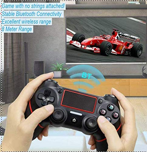 VR SHINECON Mandos psfour ,Mando Inalámbrico para P4/Pro/Slim/ PC Gamepad Wireless Bluetooth Controlador Joystick con Vibración Doble Remoto Compatible para P4 con panel táctil y conector de audio