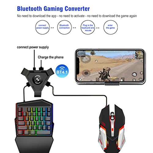 vreplrse Gamepad Pubg Mobile 5.0 Android PUBG Controller Gaming Keyboard Convertidor de ratón a PC para Adaptador de PC USB