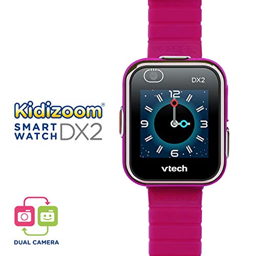 VTech - Kidizoom Smart Watch DX2, Reloj inteligente para niños, doble cámara de fotos, vídeos, juegos, color Frambuesa, Versión ESP (80-193847)
