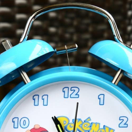 W-JIUJIA Pokemon Anime Reloj Simple Estilo nórdico Metal Dibujos Animados Despertador Reloj súper Fuerte Lindo niños Cama Creative Cama de Noche Tarjeta Alarma Reloj Reloj Reloj