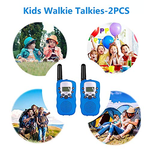 WANFEI Walkie Talkies Niños, Walky Talky Niños 3KM Largo Alcance con 8 Canales Función de VOX Linterna LCD, Inalámbrico Interfono Juguetes para Niños Regalo Festival Interior Exteriores-2 Pack