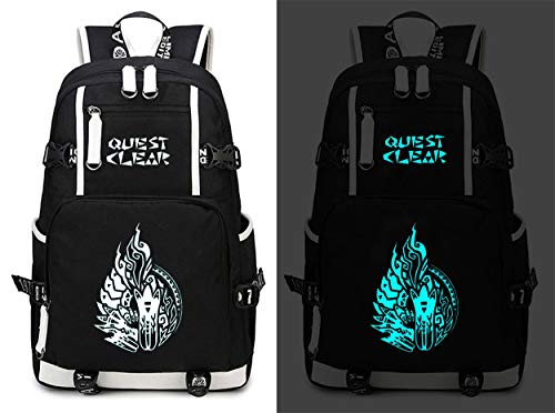 WANHONGYUE Monster Hunter MH Juego Luminoso Mochila Escolar Estudiante Bolso de Escuela Backpack Mochila para Portátil Negro-9