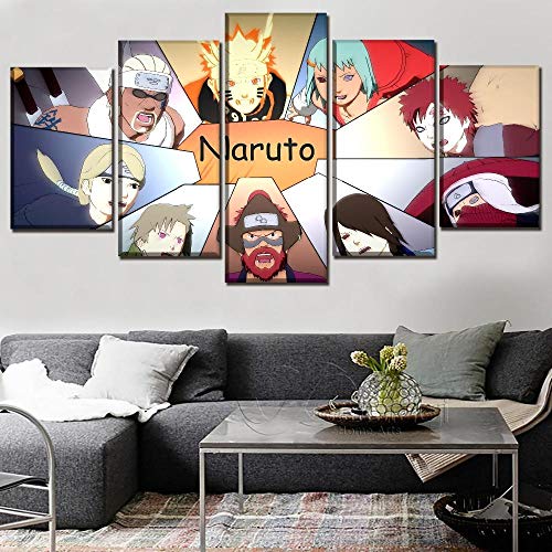 WARMBERL Cuadro sobre Lienzo Home Decorative Wall Art Picture 5 Panel Game Naruto Shippuden Ultimate Ninja Storm Jinchuriki Poster Canvas Print Painting Marco Nuevo Impresiones En Lienzo