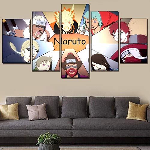 WARMBERL Cuadro sobre Lienzo Home Decorative Wall Art Picture 5 Panel Game Naruto Shippuden Ultimate Ninja Storm Jinchuriki Poster Canvas Print Painting Marco Nuevo Impresiones En Lienzo