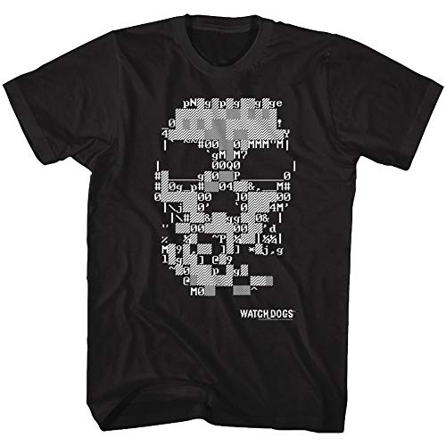 Watch Dogs - Camiseta de manga corta para adulto, diseño de calavera con código ASCII - Negro - X-Large
