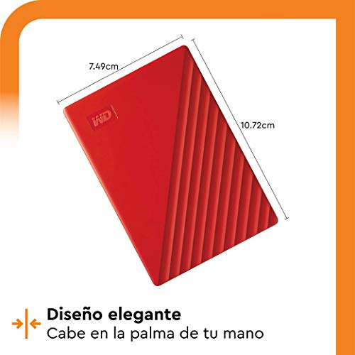 WD My Passport WDBPKJ0040BRD-WESN - Disco Duro Portátil, Rojo (Red), 4TB