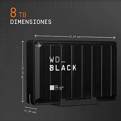 WD_BLACK D10 Game Drive de 8 TB - 7200RPM con refrigeración activa para guardar tu enorme colección de juegos PC/Mac o PlayStation