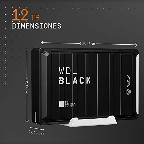 WD_BLACK D10 Game Drive para Xbox de 12 TB - 7200RPM con refrigeración activa para guardar tu enorme colección de juegos Xbox